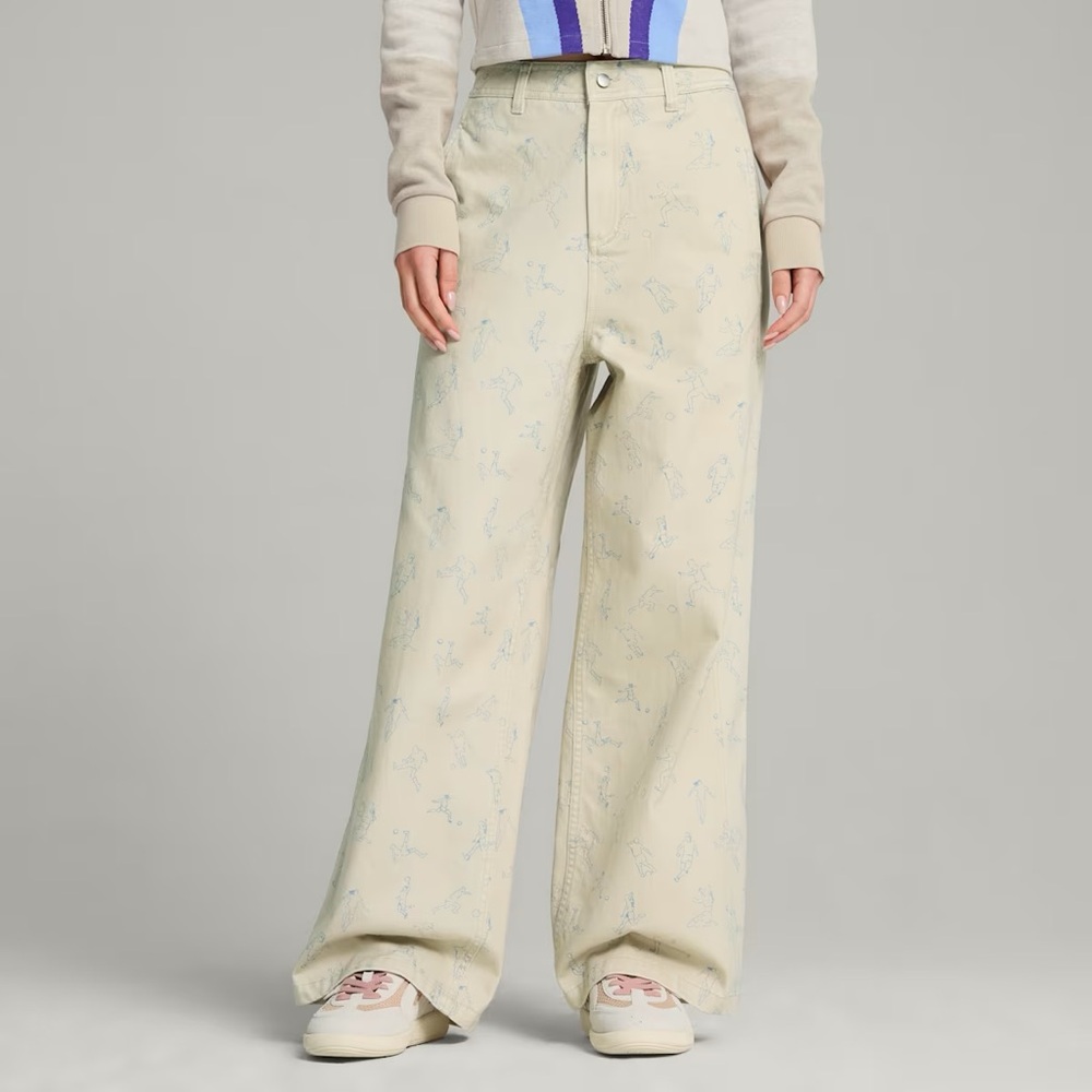 PUMA x KIDSUPER pants desert dust medium carpenter wide leg soccer